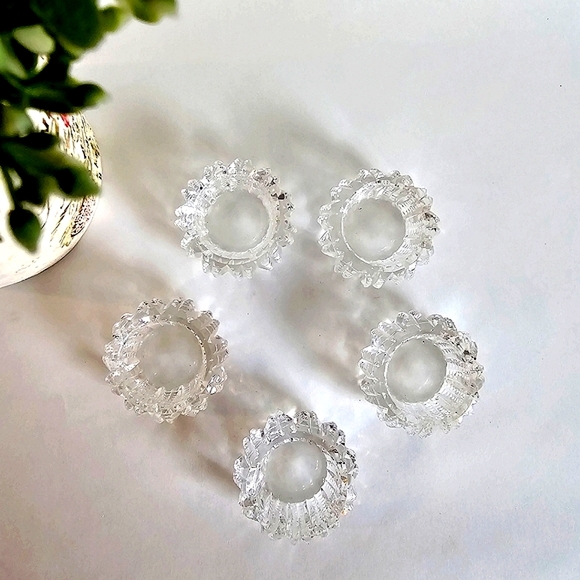 Antique Brillia Set Of 5 Cut Crystal Salts, Open Salt Cellers